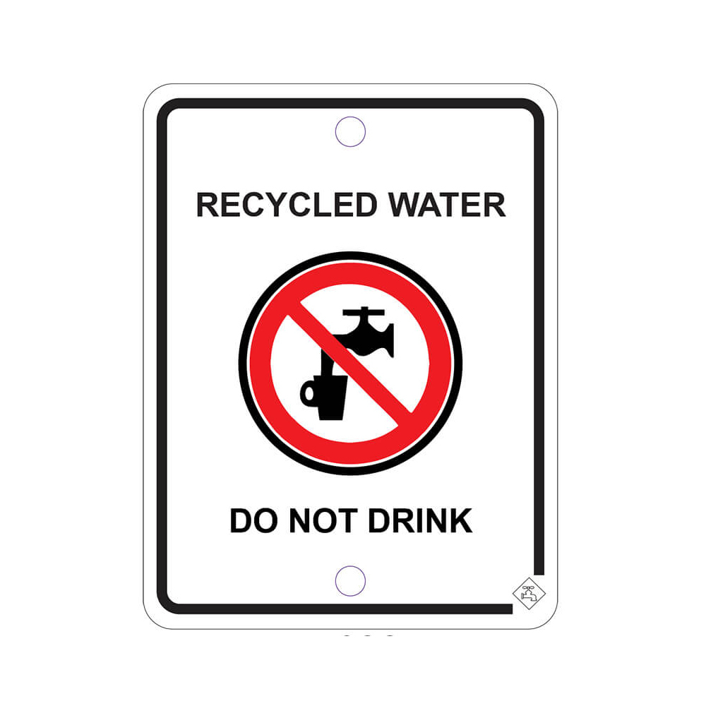 Recycled Water Warning Sign 70MM X 92MM