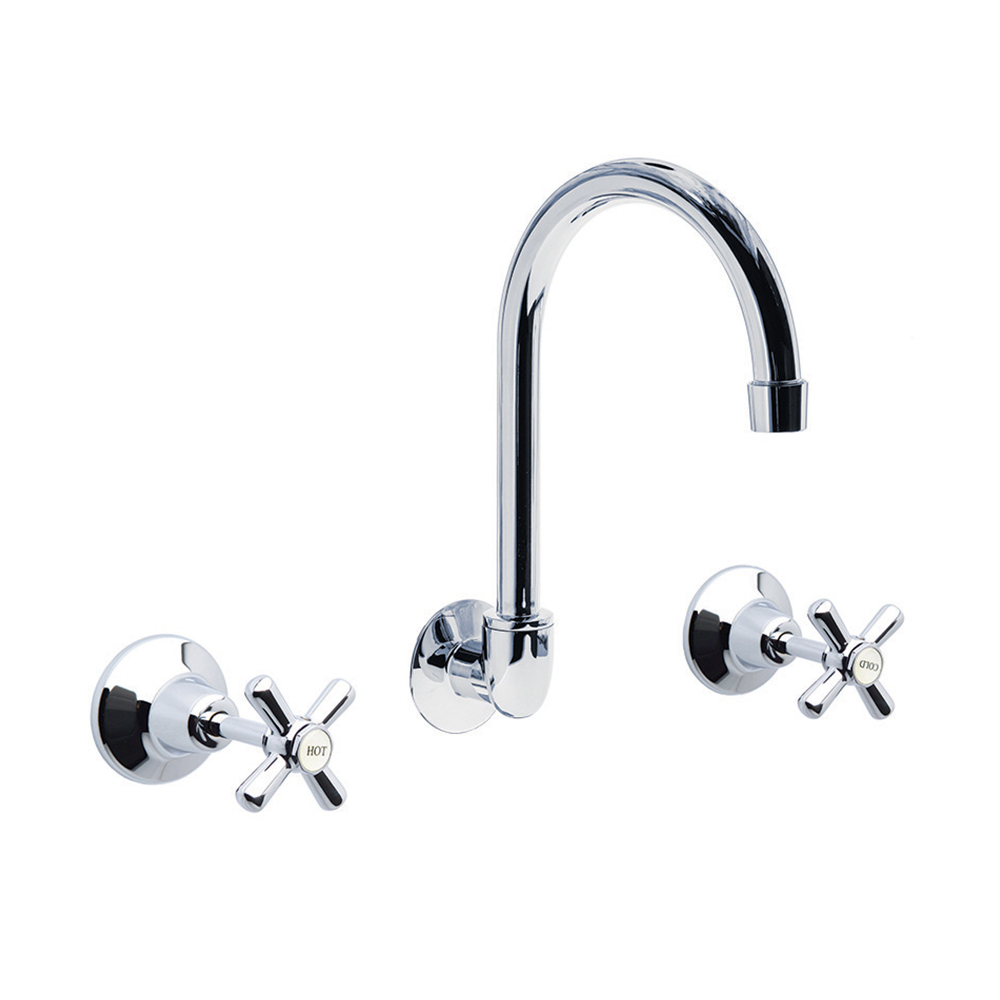 Whitehall Chrome Plated Wall Sink Set Anti Vndl Ceramic Disc