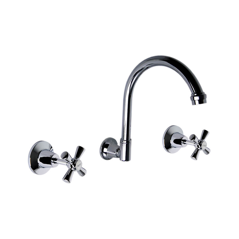 Old Kent Wall Sink Set Chrome Plated