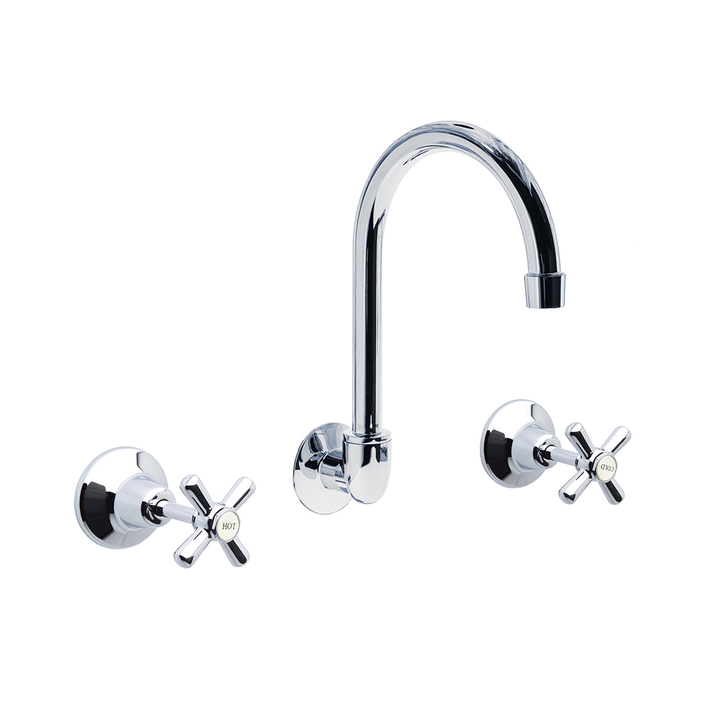 Whitehall Chrome Plated Wall Sink Set Anti Vndl Jumper Valve