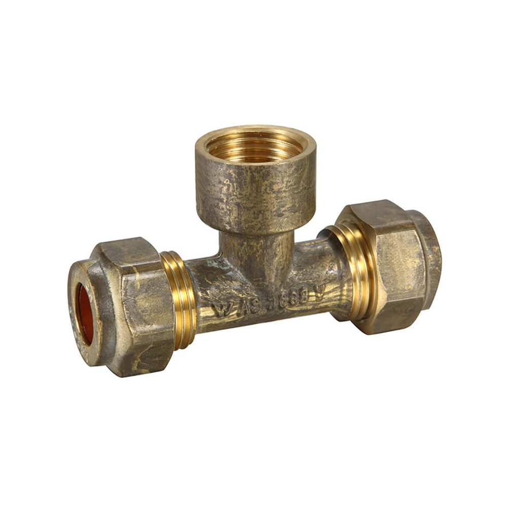 Copper Compression Tee Brass 15C X 15C X 15FI