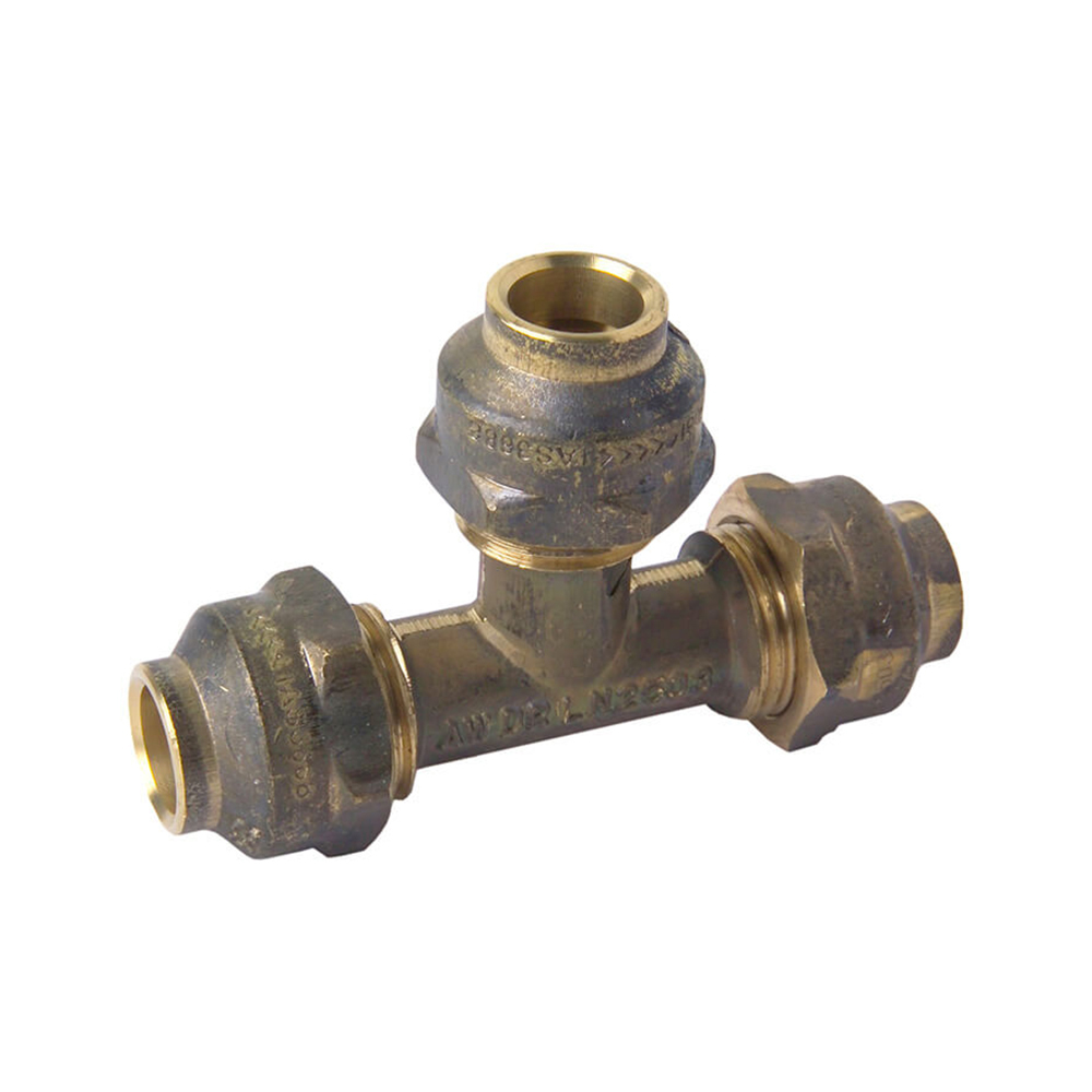 Flared Compression Tee Brass 15C X 15C X 15C