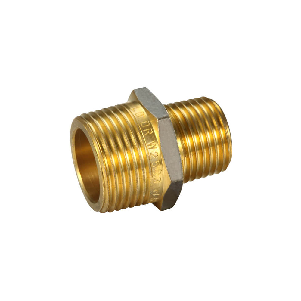 Hexagon Nipple Reducing Brass 20MM X 15MM Flat Seat