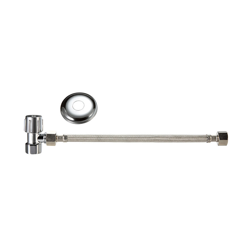 Cistern Stop Mini Kit 300MM Chrome Plated With Flex Hose