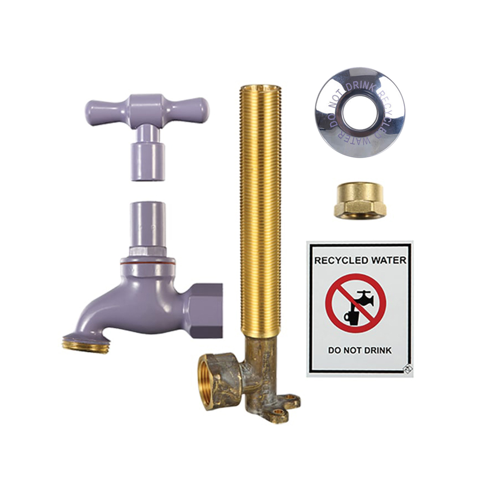 Hose Tap Recycled Water Kit With Elbow Lilac 18MM