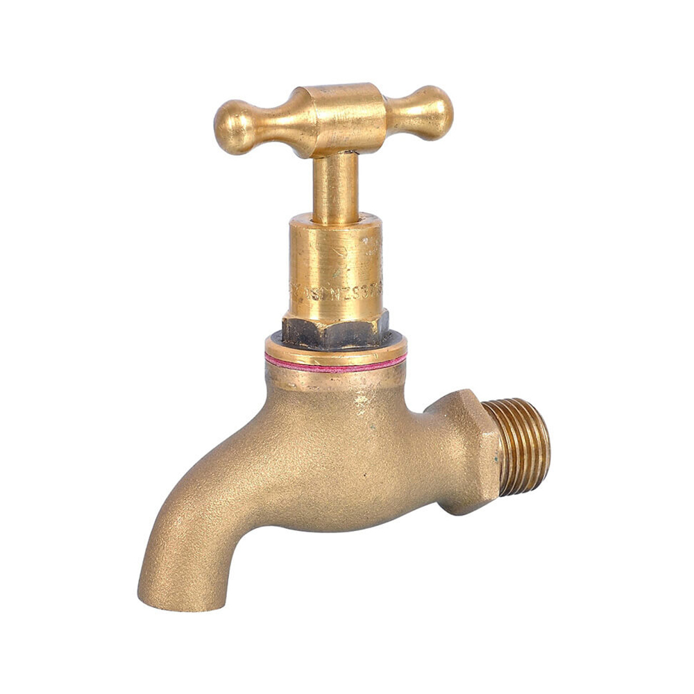 Bib Tap T Head Rough Brass MI 15MM