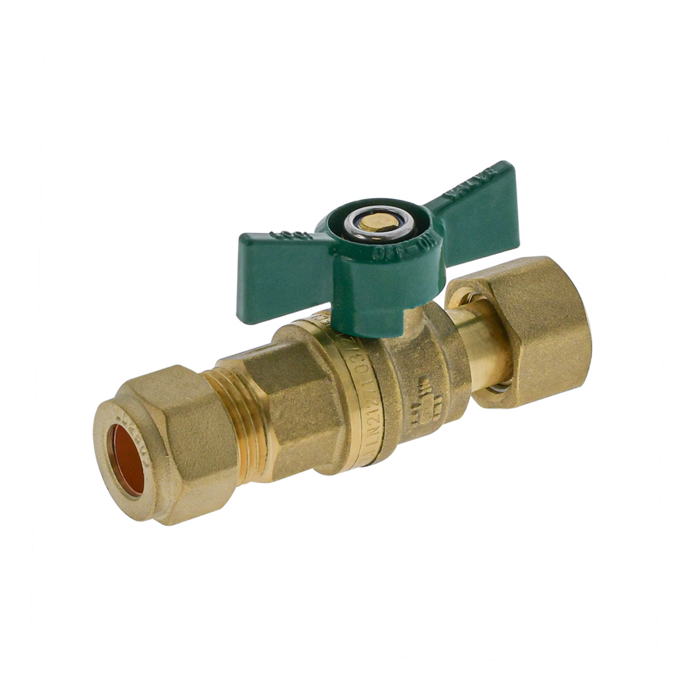 Isolation Non Return BV With Check Valve Swivel CU Comp 15MM